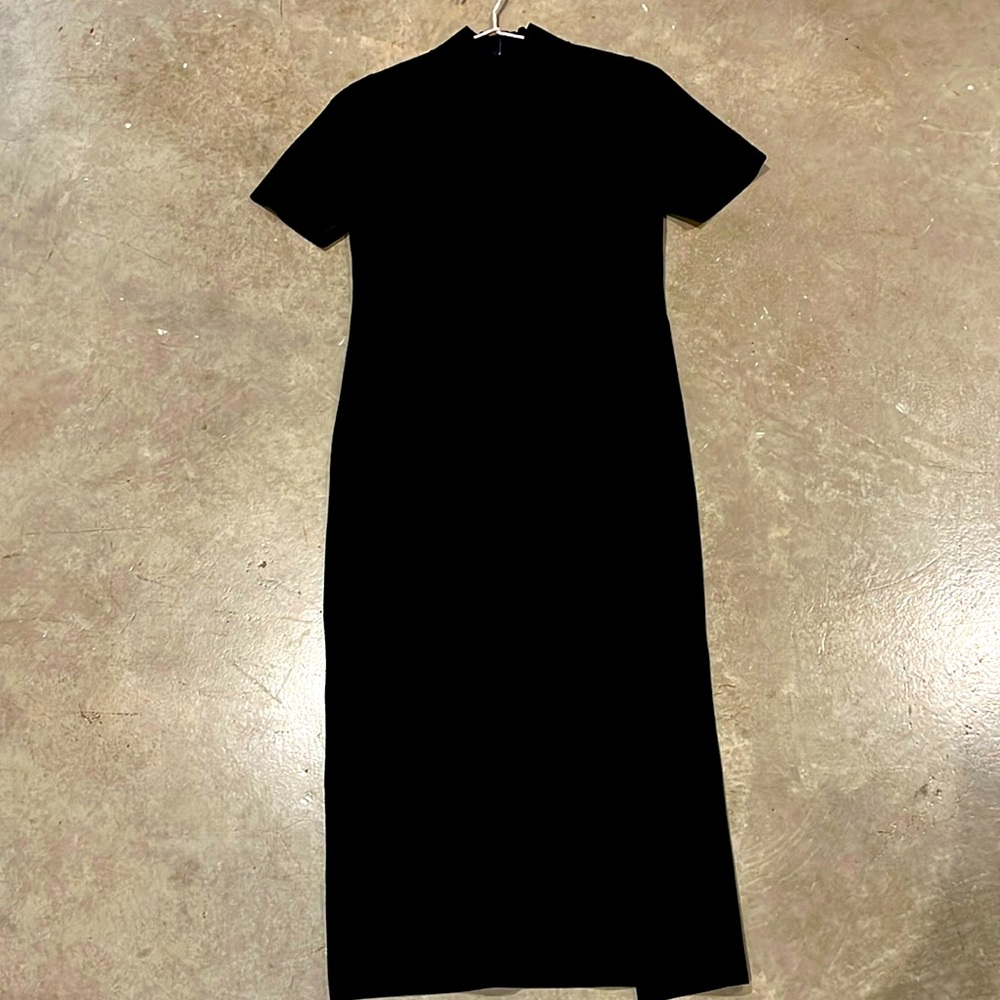 alice + olivia classics black stretch bodycon mockneck shortsleeve dress sz XL